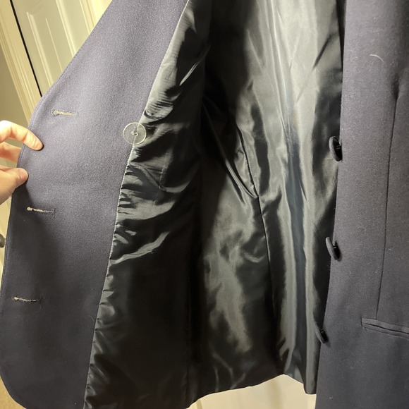 VTG Christian Dior Double-Breasted Blazer Navy Blue Wool Rayon 80s 90s Size 6 - Picture 7 of 10